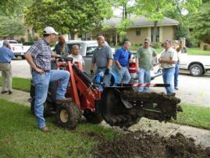 our Santa Rosa Sprinkler Installation team has a large trencher to speed up installs